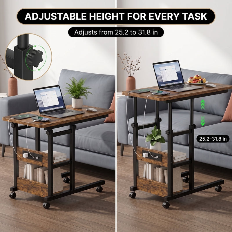 C-SHAPED END TABLE WITH CHARGING STATION – ADJUSTABLE HEIGHT - 8