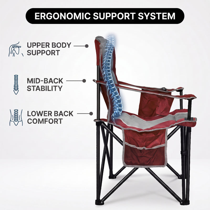 Heavy Duty Portable Folding Camping Chair with Cup Holder & Cooler Pocket - 8