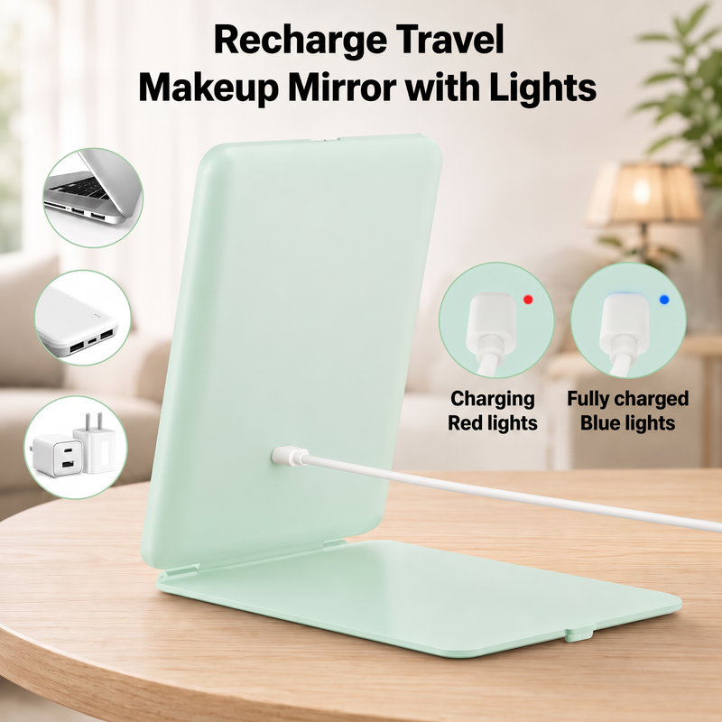 Portable LED Makeup Mirror – Rechargeable, Adjustable Brightness, Compact & Travel-Friendly - 8