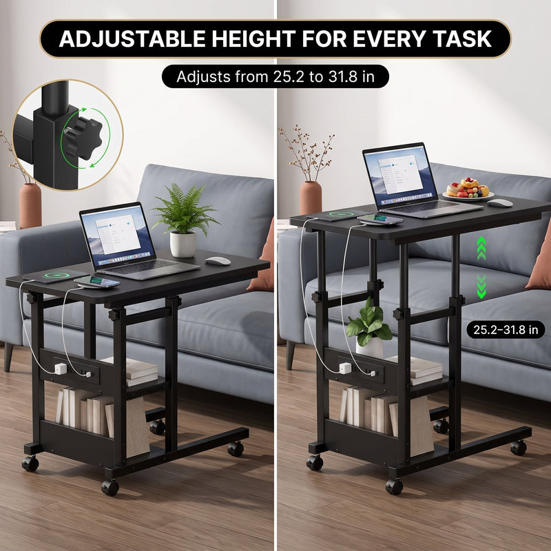 C-SHAPED END TABLE WITH CHARGING STATION – ADJUSTABLE HEIGHT - 8