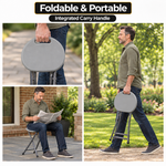Folding Stool with Metal Frame – Indoor & Outdoor Seating - 8