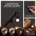 Gothic Raven Lamp – Dark Academia Table Light - 8