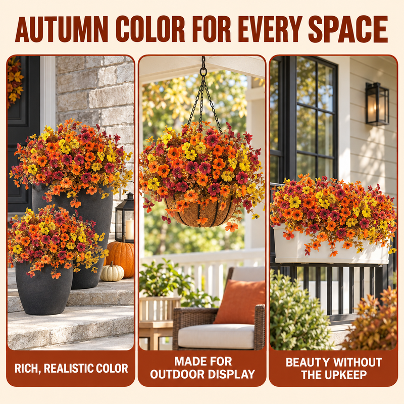 ARTIFICIAL FLOWERS FOR OUTDOORS – UV-RESISTANT FALL MIX - 8