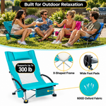 Folding Beach Chairs 2-Pack – Mesh Back with Cup Holders - 8