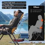 Reclining Camping Chair – 3-Position High-Back Folding Chair with Lumbar Support - 8