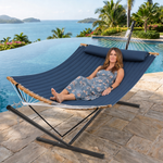 2-Person Outdoor & Indoor Hammock with Adjustable Height, Pillow & Stand – Portable, Sturdy, Colorful - 8