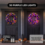 HALLOWEEN WREATH WITH LIGHTS FOR FRONT DOOR – PRE-LIT PUMPKIN, WITCH & GOTHIC PORCH DÉCOR - 8