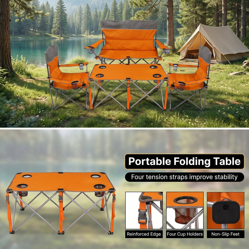 Outdoor 4-Piece Folding Chair and Table Set – Perfect for Camping and Picnics - 8
