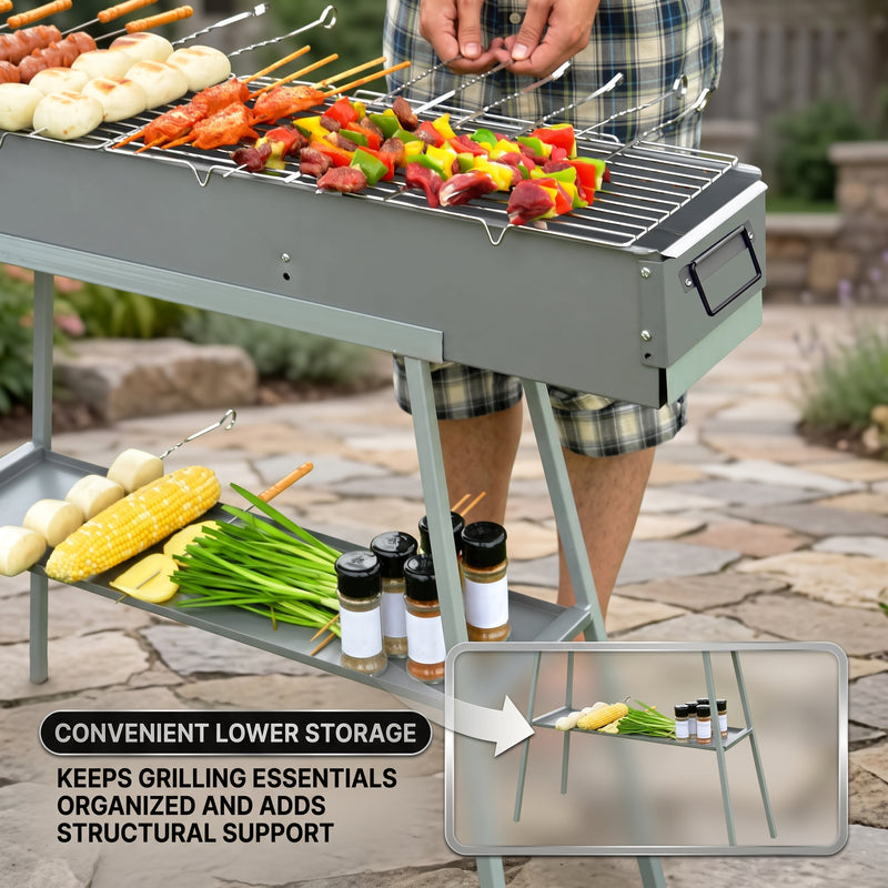 PORTABLE CHARCOAL HIBACHI GRILL – COMMERCIAL-QUALITY FOLDABLE BBQ GRILL FOR CAMPING, BACKYARD & OUTDOOR COOKING - 8