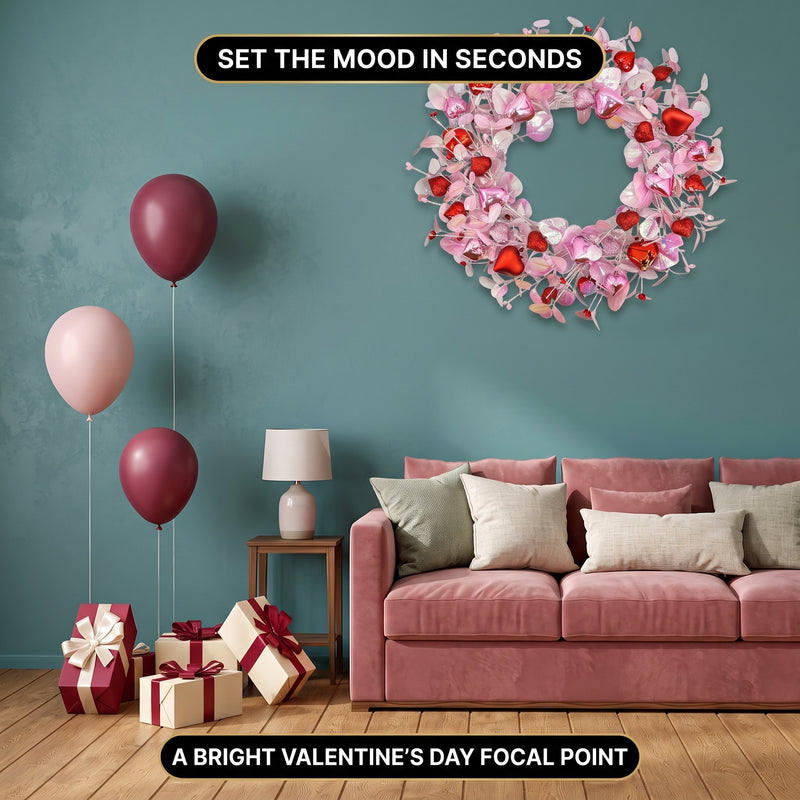 VALENTINE WREATHS FOR FRONT DOOR – HEART & BERRY FLORAL WREATH FOR VALENTINE’S DAY DÉCOR - 8