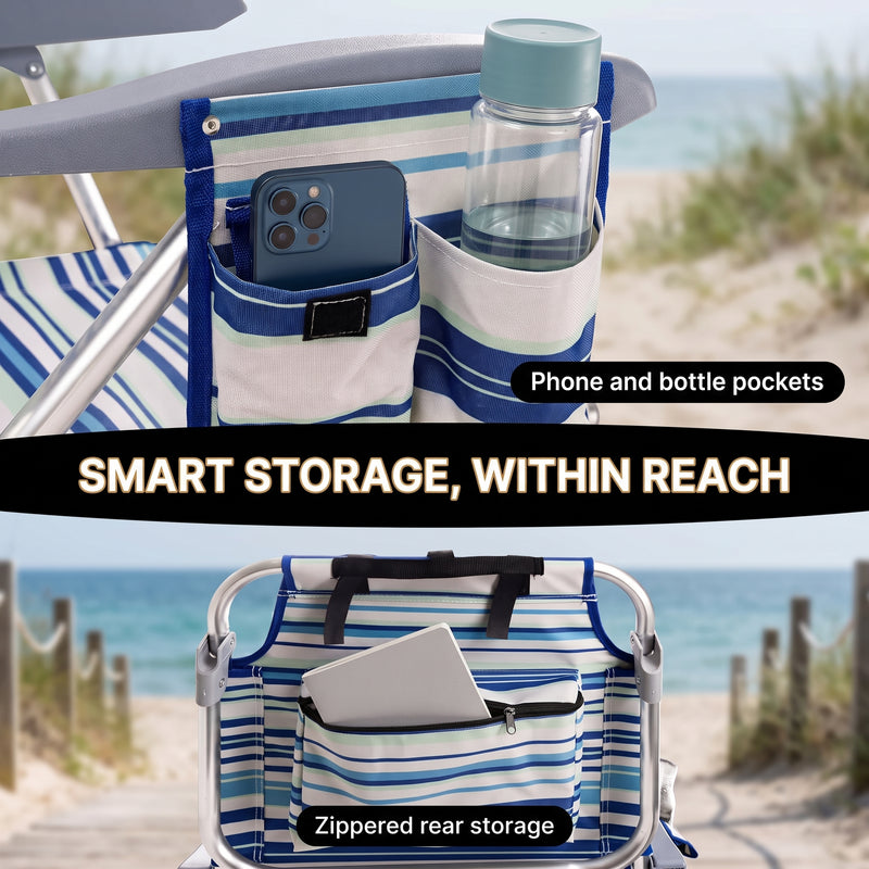 17" Big & Tall Oversized Beach Chairs 2-Pack – Heavy Duty Folding Outdoor Seating - 8