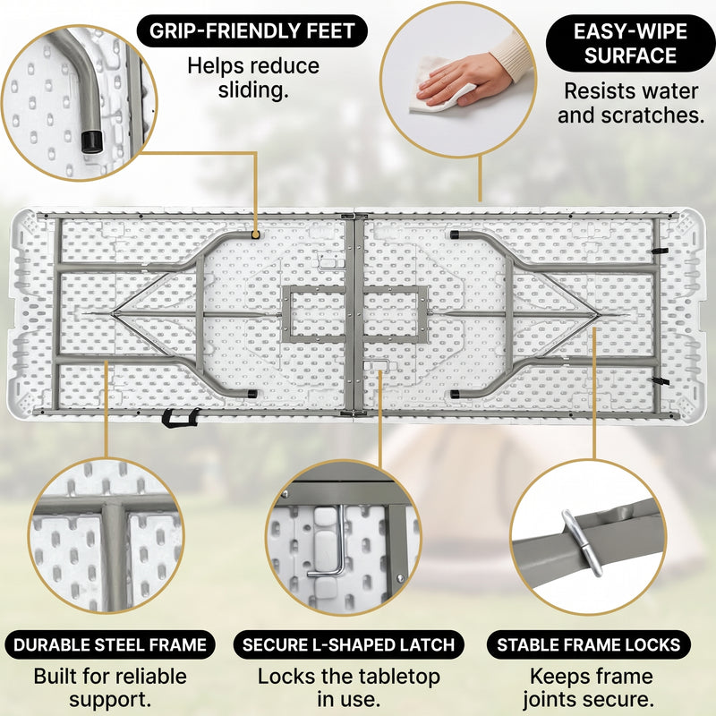 8 ft Heavy Duty Folding Table - 8