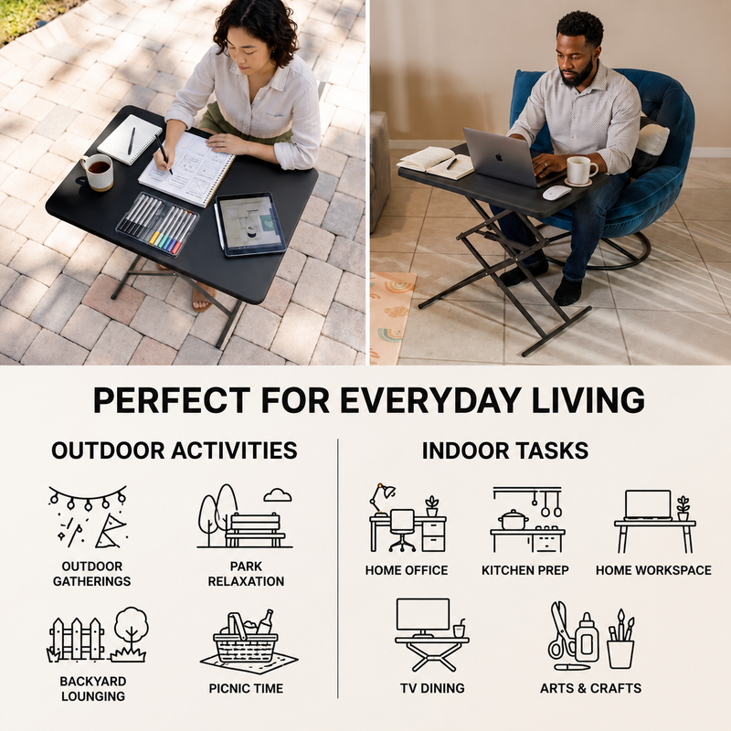 Foldable Table & Step Stool – Heavy-Duty, Portable, Adjustable Height, Indoor/Outdoor Use - 8