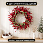 CHRISTMAS BERRY WREATH FOR FRONT DOOR – WINTER PINE HOLIDAY DÉCOR - 8