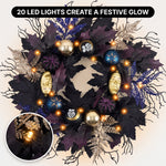 HALLOWEEN WREATH WITH LIGHTS FOR FRONT DOOR – PRE-LIT PUMPKIN, WITCH & GOTHIC PORCH DÉCOR - 8