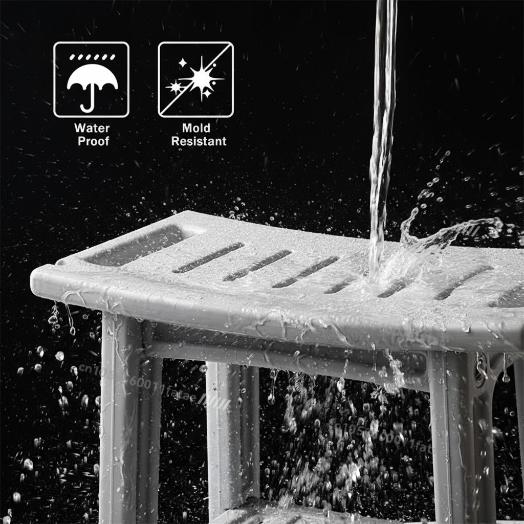 Waterproof Multipurpose Shower Bench Stool with Storage Shelf | Trufairs