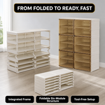 Foldable Shoe Cabinet with Doors – Slim Entryway Shoe Storage Organizer - 8