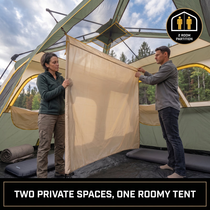 8–10 Person Instant Cabin Camping Tent with Room Divider - 8