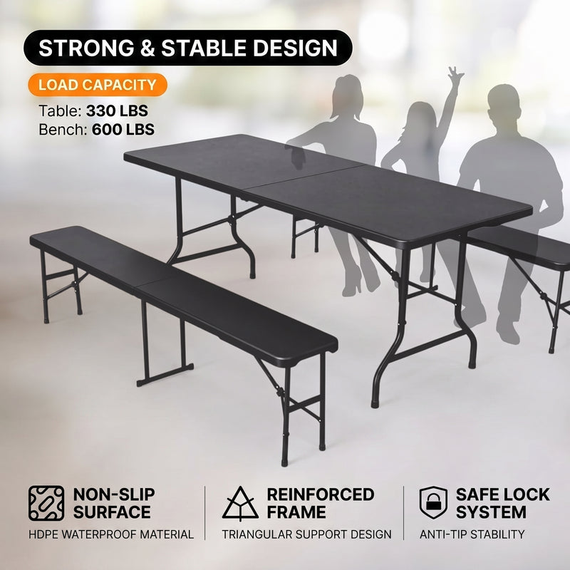 6 FT Folding Picnic Table with Benches - 8