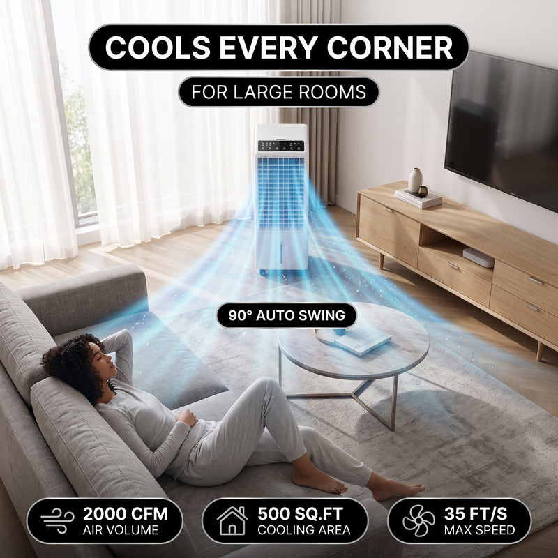3-in-1 Evaporative Air Cooler Tower Fan with Remote Control - 8