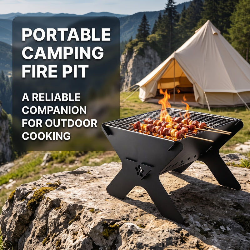 Portable Folding Charcoal Grill & Campfire Fire Pit - 8