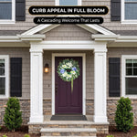 HYDRANGEA WREATH FOR FRONT DOOR – ARTIFICIAL FLORAL PORCH DÉCOR - 8