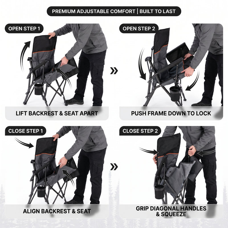Heated Camping Chair for Adult Outdoor Activities - Portable Folding Heated Chair with 3 Adjustable Heat Levels, Heating Backrest Cushion Support 264LBS for Patio Camping (Battery Not Included) - 8
