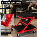 2-in-1 Convertible Z-Creeper Seat - Rolling Mechanic Creeper with Wheels, Under Dash Creeper & Garage Chair for Auto Repair, Low Profile Roller Seat - 8