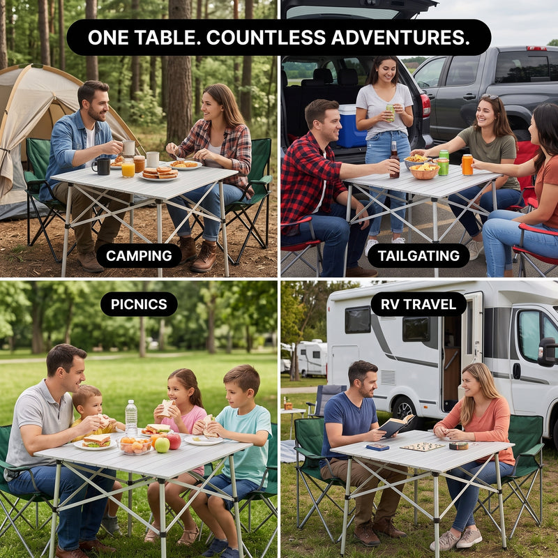 Aluminum Folding Camping Table – Portable Roll-Up with Carry Bag - 8