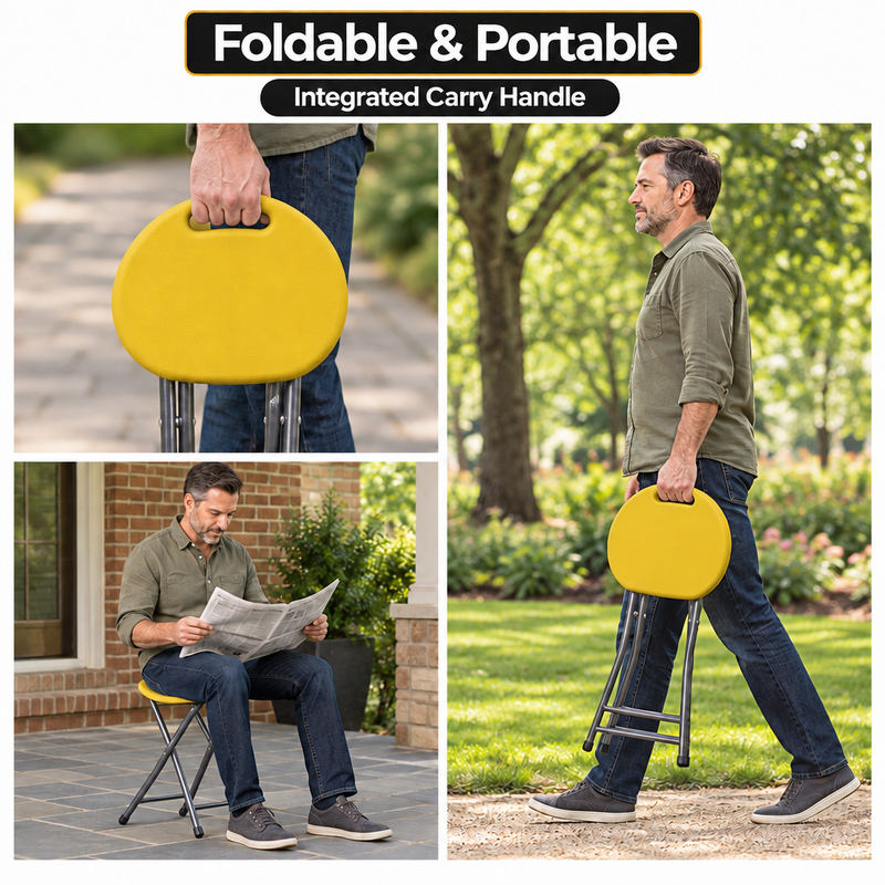 Folding Stool with Metal Frame – Indoor & Outdoor Seating - 8