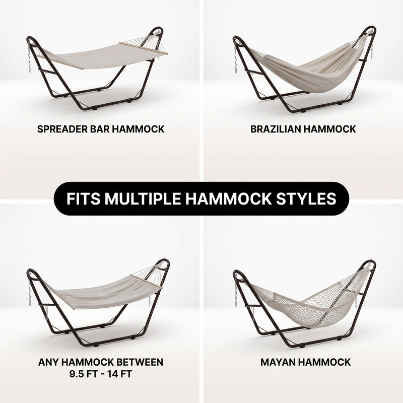 Adjustable 9-14FT Heavy-Duty Hammock Stand – 550-660LBS Outdoor/Indoor Steel Frame - 8