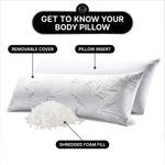Memory Foam Body Pillow with Removable Pillowcase –  54 x 20 in - 8