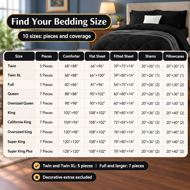 BEDDING SETS – 7-PIECE COMFORTER SET WITH SHEETS - 8