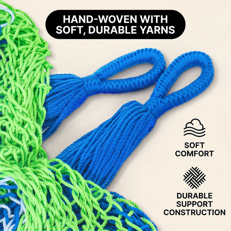 Handwoven Mayan Rope Double Hammock with Tree Straps, Carabiners & Carry Bag - 8
