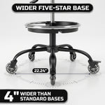 Rolling Mechanic Chair with Backrest and Footrest – Heavy Duty Shop Stool with Wheels, Adjustable Height Swivel Garage Chair - 8