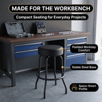 Swivel Bar Stool for Garage & Shop - Backless Counter Stool with Padded Seat, Workbench Stool for Workshop, Single Bar Stool with Chrome Legs - 8