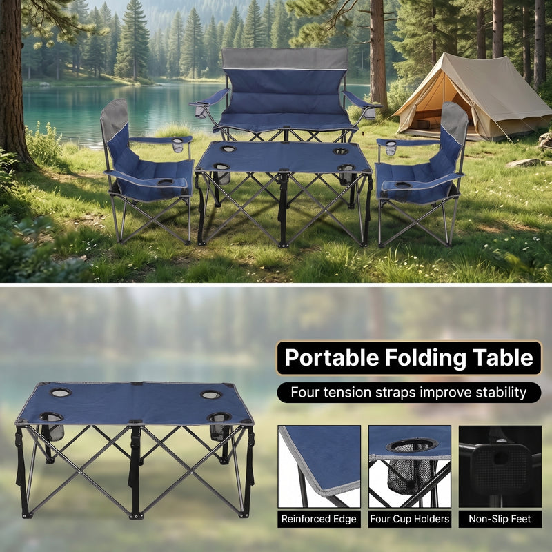 Outdoor 4-Piece Folding Chair and Table Set – Perfect for Camping and Picnics - 8