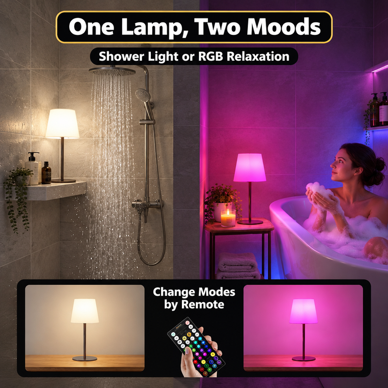 CORDLESS TABLE LAMP – RECHARGEABLE & WATERPROOF FOR SHOWER, BATHROOM AND OUTDOOR USE - 8