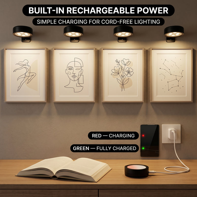Picture Lights for Wall, Rechargeable Battery Operated LED Gallery Light Bar with Remote & Timer, Dimmable Wireless Wall Sconce for Paintings & Frames - 8