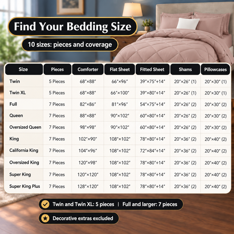 7-Piece Comforter Set with Sheets – Down Alternative Fill - 8