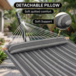Outdoor Double Hammock with Stand for 2 – Heavy Duty Steel Frame, Pillow Included - 8