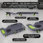 Low Profile Rolling Garage Creeper - Mechanic Creeper with Padded Headrest & Tool Trays, Under Car Roller for Automotive Repair, Rolling Car Creeper - 8