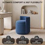 VANITY CHAIR WITH STORAGE – 360° SWIVEL VELVET SEAT - 8