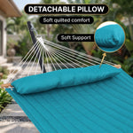 Outdoor Double Hammock with Stand for 2 – Heavy Duty Steel Frame, Pillow Included - 8