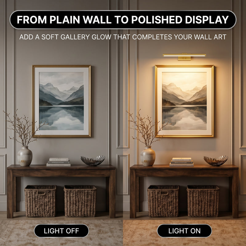 Picture Lights for Wall, Rechargeable Battery Operated LED Gallery Light Bar with Remote & Timer, Dimmable Wireless Wall Sconce for Paintings & Frames - 8