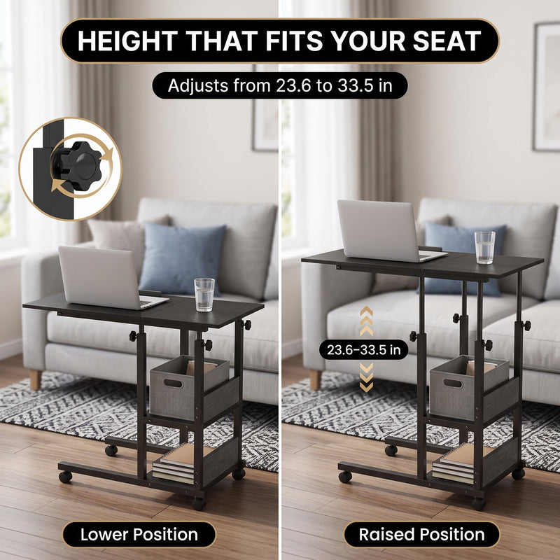 C-SHAPED END TABLE WITH CHARGING STATION – ADJUSTABLE HEIGHT - 8