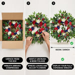4TH OF JULY WREATH FOR FRONT DOOR – RED, WHITE & BLUE PATRIOTIC DÉCOR - 8