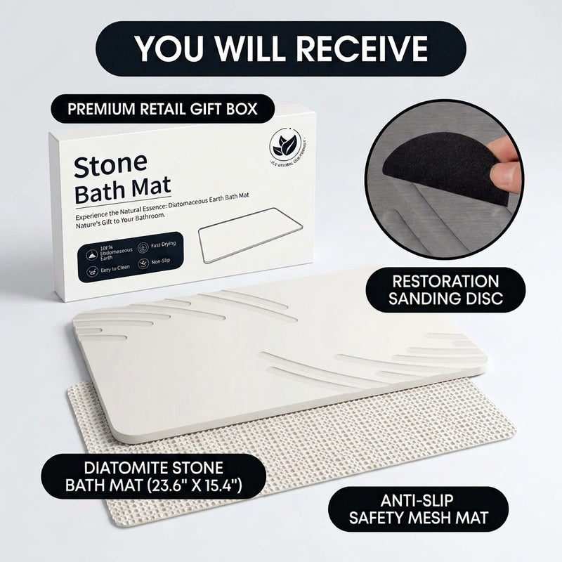 STONE BATH MAT – QUICK-DRY DIATOMACEOUS EARTH SHOWER MAT - 8