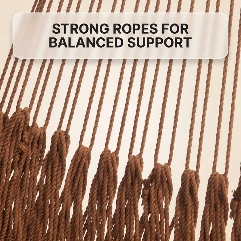 Handwoven Mayan Rope Double Hammock with Tree Straps, Carabiners & Carry Bag - 8