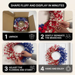 4TH OF JULY WREATH FOR FRONT DOOR – RED, WHITE & BLUE PATRIOTIC DÉCOR - 8